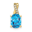 10k Oval Blue Topaz and Diamond Pendant