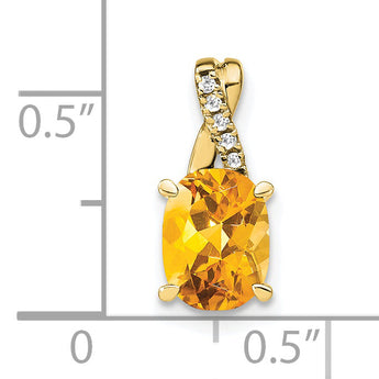10k Oval Citrine and Diamond Pendant