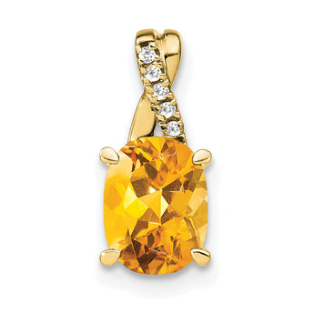 10k Oval Citrine and Diamond Pendant