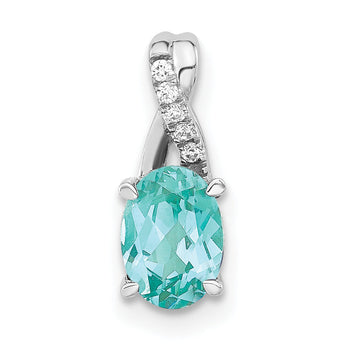 14k White Gold Lab Grown Diamond and Oval Cr Paraiba Pendant