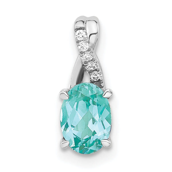 14k White Gold Lab Grown Diamond and Oval Cr Paraiba Pendant