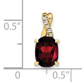 10k Oval Garnet and Diamond Pendant - Birthstone Company