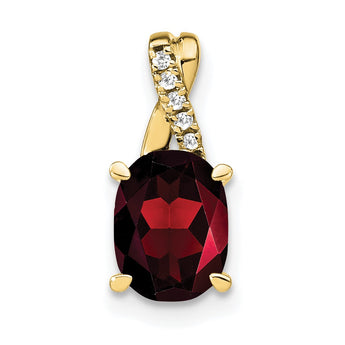10k Oval Garnet and Diamond Pendant - Birthstone Company