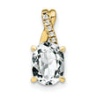 10k Oval White Topaz and Diamond Pendant
