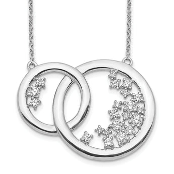 14k White Gold 3/4 carat Lab Grown Diamond VS/SI+ G+ Complete 17.75 inch Interlocking Circle Necklace