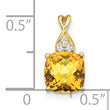 10k Checkerboard Citrine and Diamond Pendant
