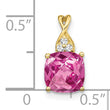 10k Checkerboard Created Pink Sapphire and Diamond Pendant