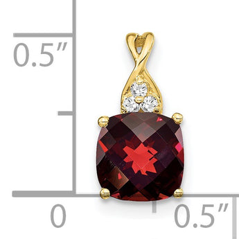 10k Checkerboard Garnet and Diamond Pendant - Birthstone Company