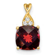 10k Checkerboard Garnet and Diamond Pendant