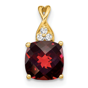10k Checkerboard Garnet and Diamond Pendant
