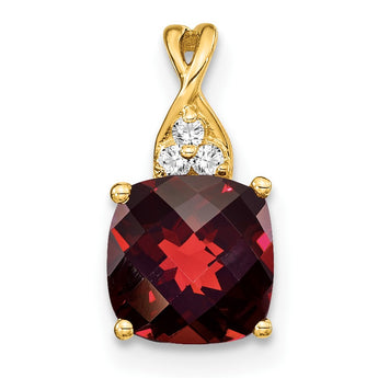 10k Checkerboard Garnet and Diamond Pendant - Birthstone Company