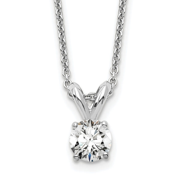 14k White Gold 1/4 carat Lab Grown Diamond VS+ F+ Round Complete Four Prong 18 inch Solitaire Pendant Necklace - Birthstone Company