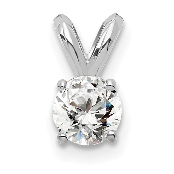 14k White Gold 1/4 carat Certified Lab Grown Diamond VS+ F+ Round Complete Four Prong Solitaire Pendant - Birthstone Company