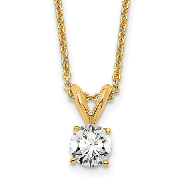 14k 1/3 carat Lab Grown Diamond VS/SI+ G+ Round Complete Four Prong 18 inch Solitaire Pendant Necklace - Birthstone Company