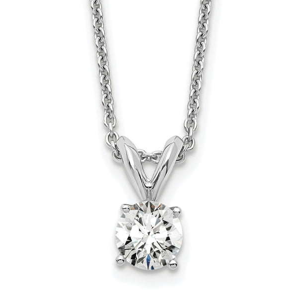 14k White Gold 1/3 carat Certified Lab Grown Diamond VS+ F+ Round Complete Four Prong 18 inch Solitaire Pendant Necklace