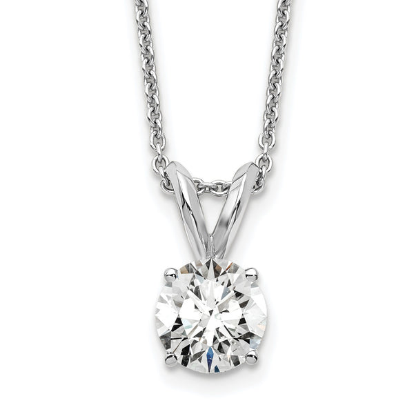 14k White Gold 1/2 carat Lab Grown Diamond VS/SI+ G+ Round Complete Four Prong 18 inch Solitaire Pendant Necklace - Birthstone Company