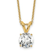 14k 3/4 carat Certified Lab Grown Diamond VS/SI+ G+ Round Complete Four Prong 18 inch Solitaire Pendant Necklace - Birthstone Company