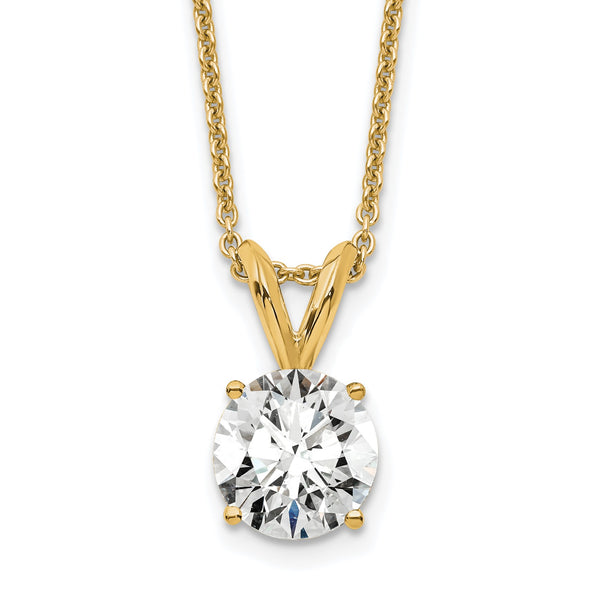 14k 3/4 carat Certified Lab Grown Diamond VS/SI+ G+ Round Complete Four Prong 18 inch Solitaire Pendant Necklace - Birthstone Company
