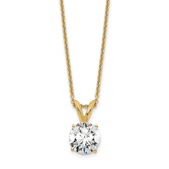 14k 1 carat Certified Lab Grown Diamond VS+ F+ Round Complete Four Prong 18 inch Solitaire Pendant Necklace