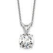 14k White Gold 1 carat Certified Lab Grown Diamond VS/SI+ G+ Round Complete Four Prong 18 inch Solitaire Pendant Necklace - Birthstone Company