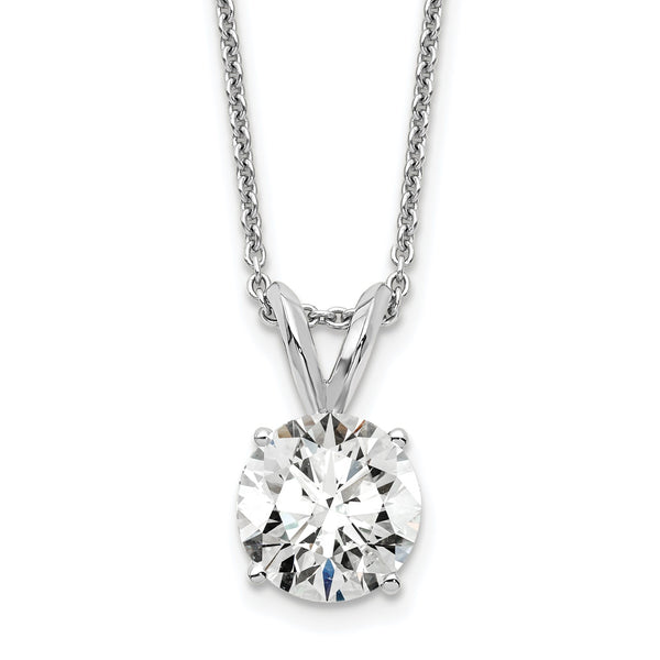 14k White Gold 1 carat Certified Lab Grown Diamond VS/SI+ G+ Round Complete Four Prong 18 inch Solitaire Pendant Necklace - Birthstone Company
