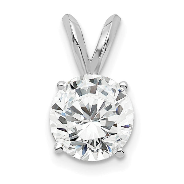 14k White Gold 1 carat Certified Lab Grown Diamond VS+ F+ Round Complete Four Prong Solitaire Pendant - Birthstone Company