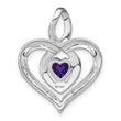 Sterling Silver Rhodium-plated Amethyst and Diamond Pendant