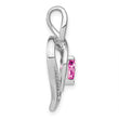 Sterling Silver Rhod-plated Created Pink Sapphire/Diamond Pendant