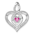 Sterling Silver Rhod-plated Created Pink Sapphire/Diamond Pendant