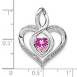Sterling Silver Rhod-plated Created Pink Sapphire/Diamond Pendant