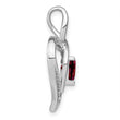 Sterling Silver Rhodium-plated Garnet and Diamond Pendant - Birthstone Company