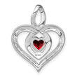 Sterling Silver Rhodium-plated Garnet and Diamond Pendant - Birthstone Company