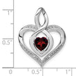 Sterling Silver Rhodium-plated Garnet and Diamond Pendant - Birthstone Company
