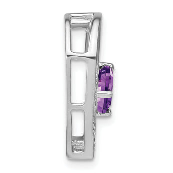 Sterling Silver Rhodium-plated Amethyst and Diamond Pendant