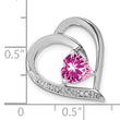 Sterling Silver Rhod-plated Created Pink Sapphire/Diamond Pendant
