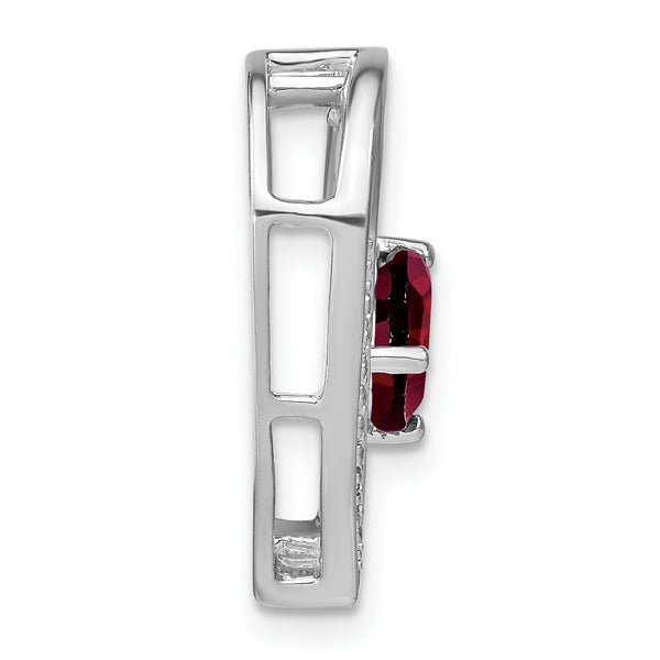 Sterling Silver Rhodium-plated Garnet and Diamond Pendant - Birthstone Company