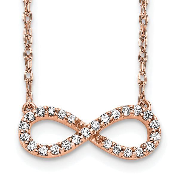 10k Rose Gold Polished Diamond Infinity Symbol 18 inch Necklace