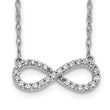 10k White Gold Polished Diamond Infinity Symbol 18 inch Necklace
