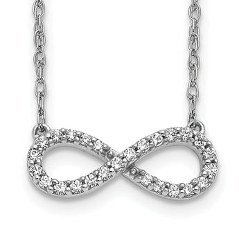 10k White Gold Polished Diamond Infinity Symbol 18 inch Necklace