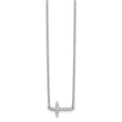 10k White Gold Diamond Sideways Cross 18in Necklace