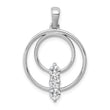 14k White Gold 3.2mm Diamond Three Stone Circle Pendant