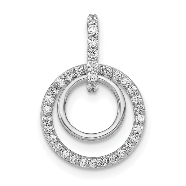 14K White Gold Lab Grown Diamond Double Circle Dangle Pendant