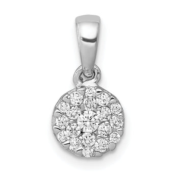14K White Gold Lab Grown Diamond Circle Cluster Pendant