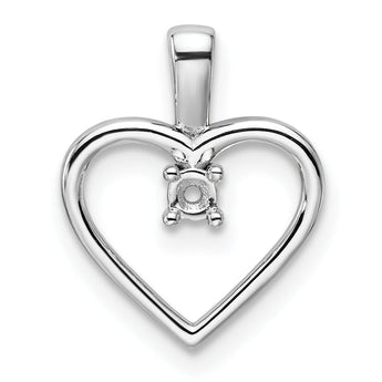 14k White Gold Heart Pendant .05ct. Mounting