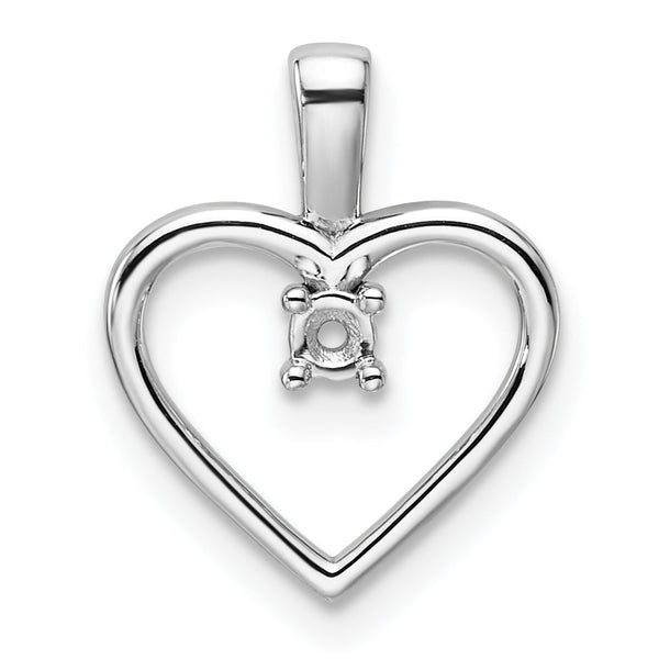 14k White Gold Heart Pendant .05ct. Mounting