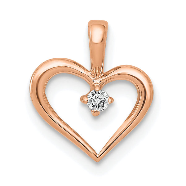 14k Rose Gold AA .02ct. Diamond Heart Pendant