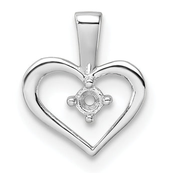 14k White Gold Heart Pendant Mounting