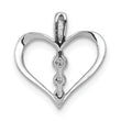 14k White Gold 1/10ct. Diamond 3-stone Heart Pendant