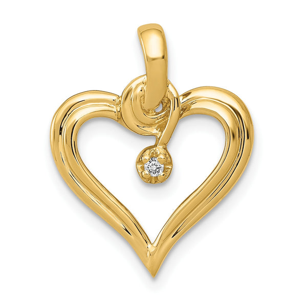 14k .01 carat AA Diamond Heart Pendant - Birthstone Company