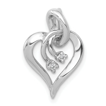 14k White Gold AA Diamond Fancy Heart Pendant